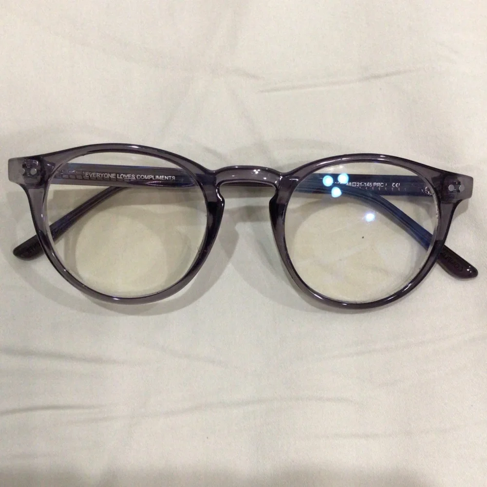 Compliments by DIFF Smoke Crystal Round Blue Light Eyeglasses